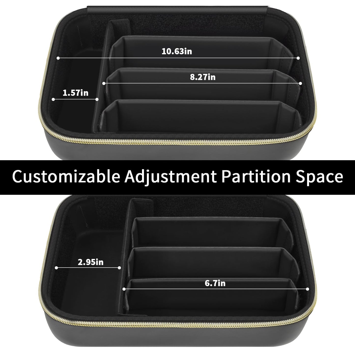 Casmilee trimmer organizer middle panel showing elastic loops holding scissors and blade guards.