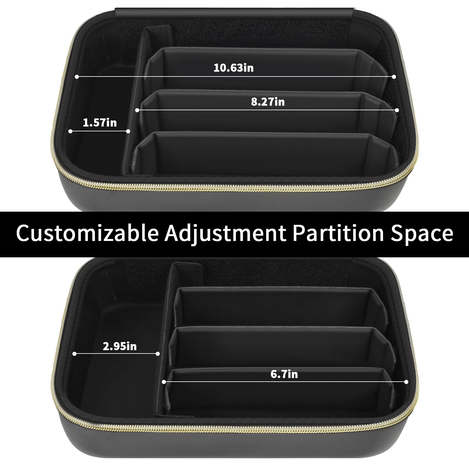 Casmilee trimmer organizer middle panel showing elastic loops holding scissors and blade guards.