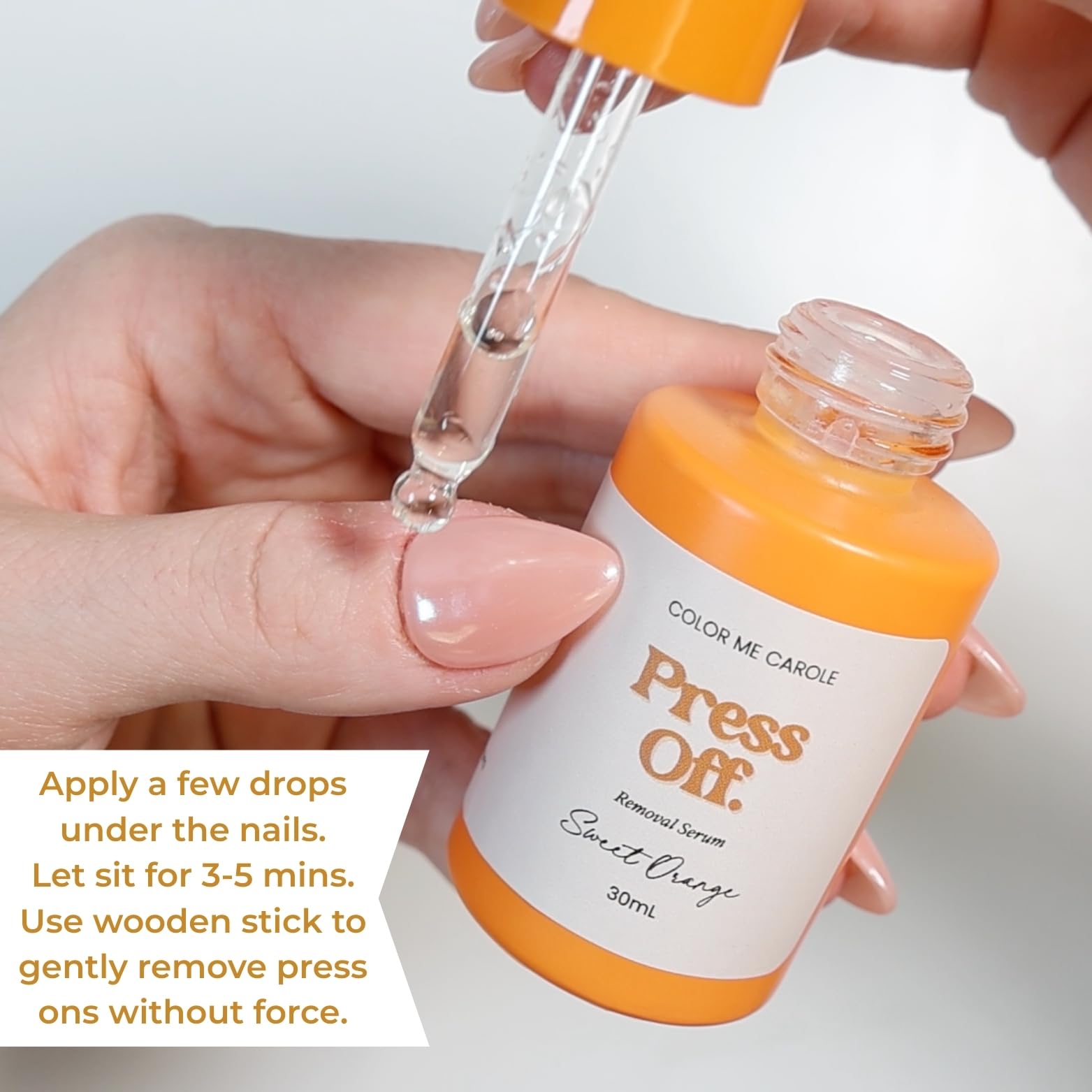 Color Me Carole Press Off Sweet Orange serum dropper application