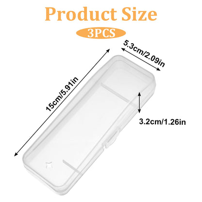 Three pack of transparent portable shaver storage boxes for travel organization