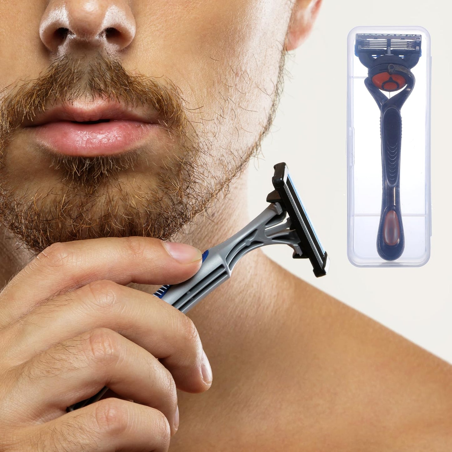 Ventilated clear manual razor case pack for travel luggage packing
