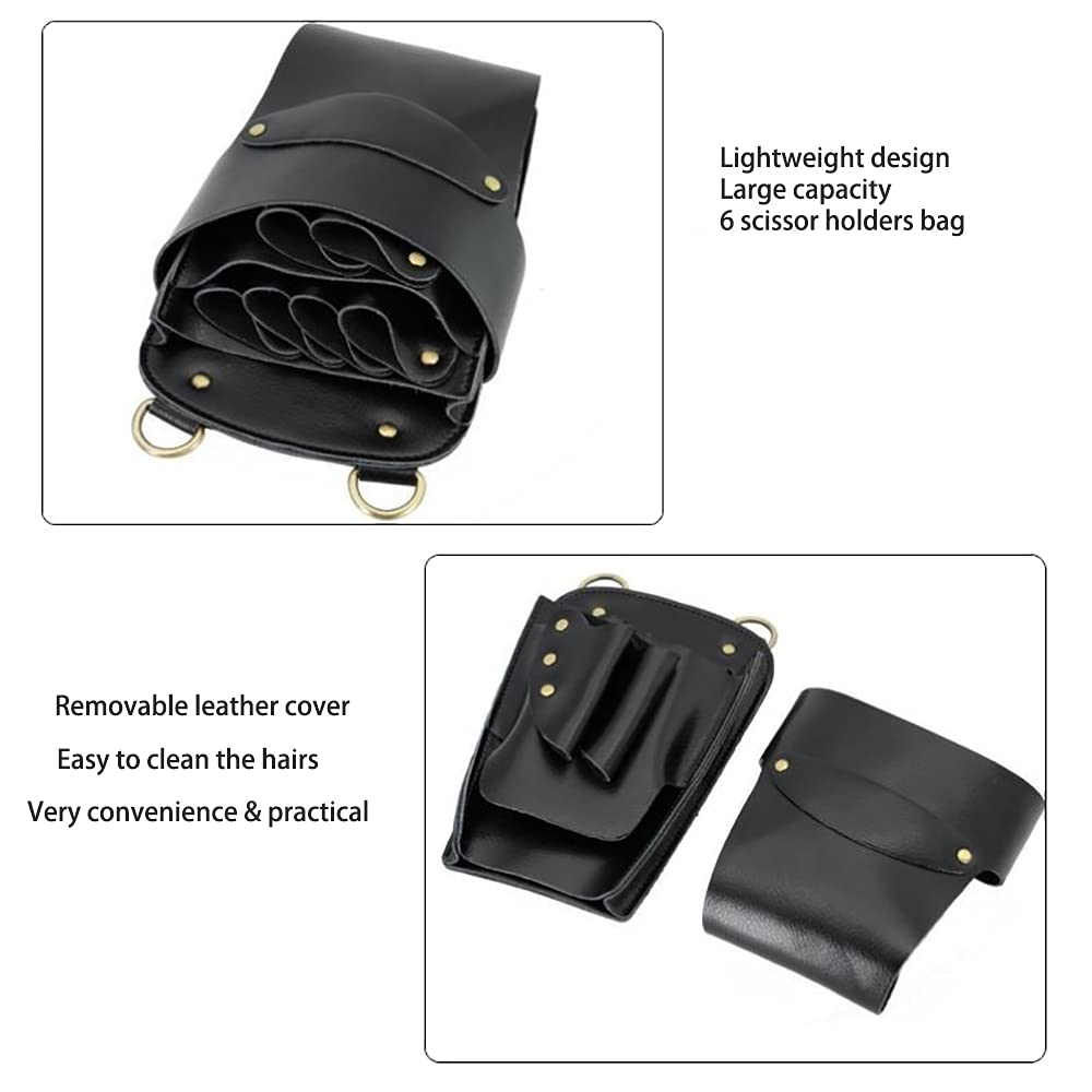 Vintage retro style Aolaso leather hairdressing shears pouch with metallic hardware accents