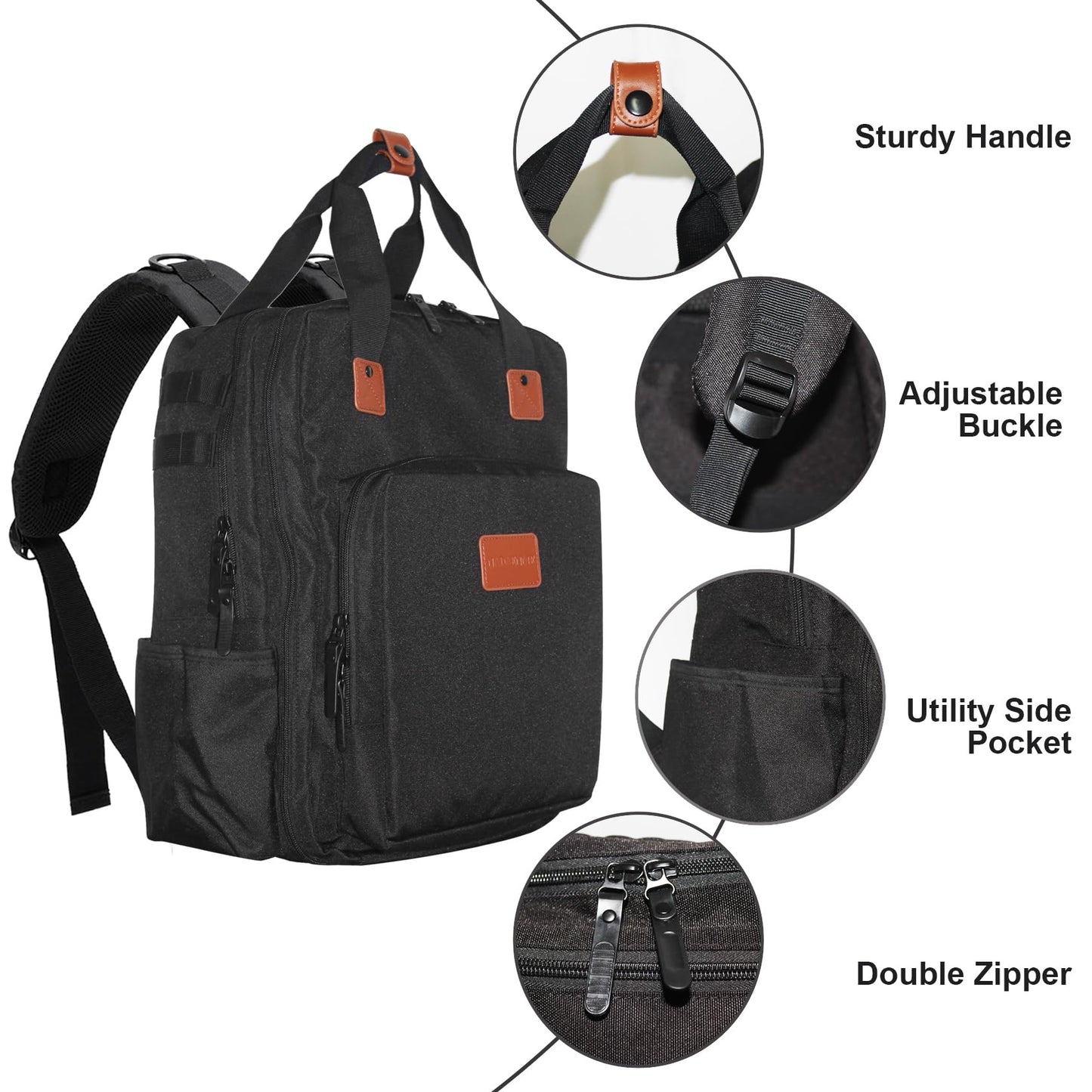 NADAENMF cosmetology travel bag opened up showcasing adjustable internal dividers with clippers and scissors.