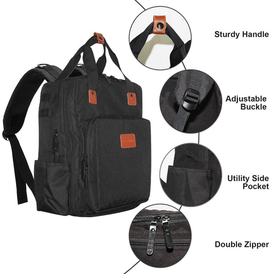 NADAENMF cosmetology travel bag opened up showcasing adjustable internal dividers with clippers and scissors.