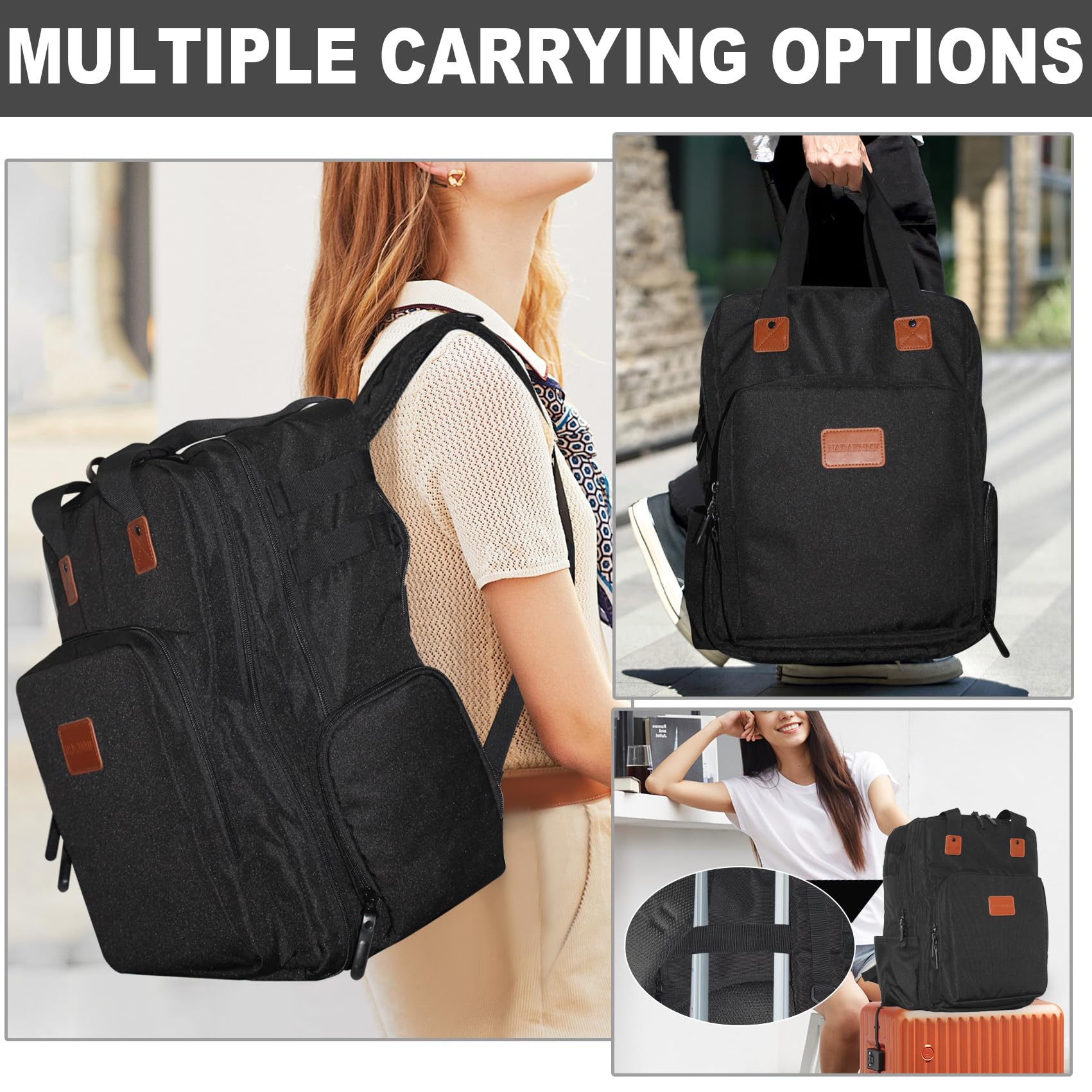 NADAENMF large hairstylist travel bag side profile highlighting the deep storage compartments and heavy duty zippers.