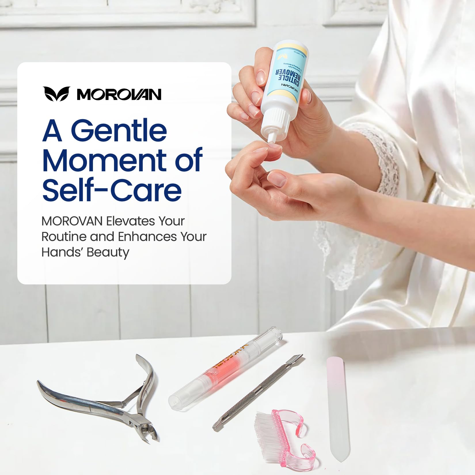 Instructional view of cuticle remover application