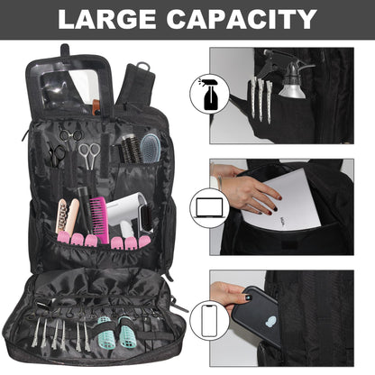 NADAENMF hair cutting kit storage case interior showing dedicated mesh slots for combs and shears.