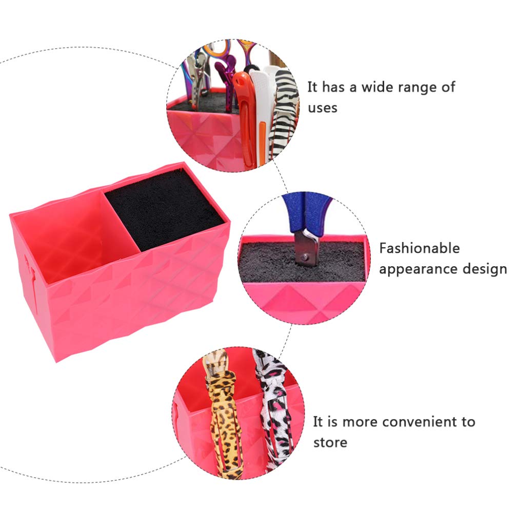 Uonlytech hair cutting tool container holding professional shears and styling combs side view