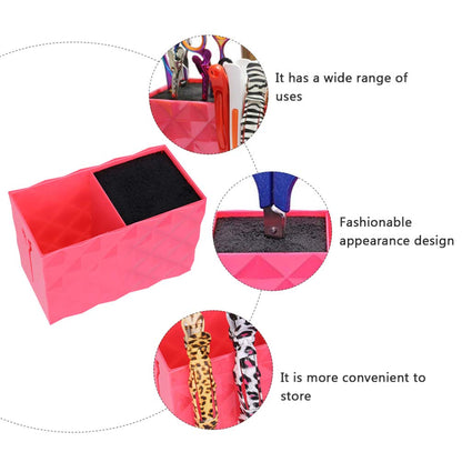 Uonlytech hair cutting tool container holding professional shears and styling combs side view
