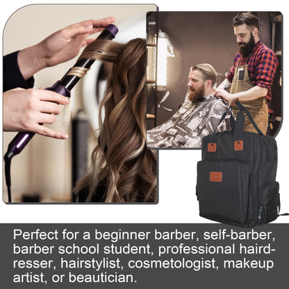 NADAENMF designer salon kit backpack focusing on the stylish brown faux leather accents and robust carry handle.