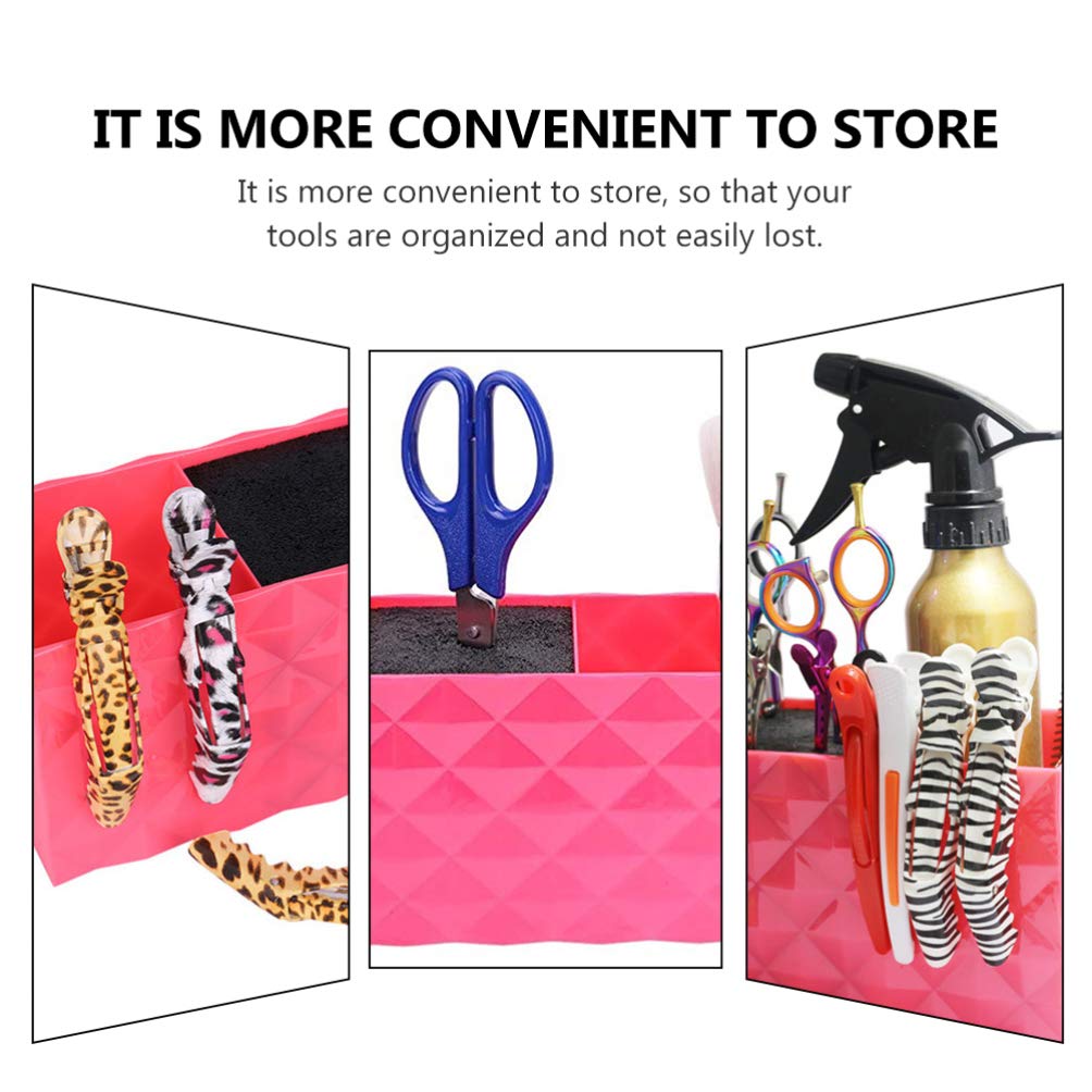 Pink haircut tool holder placed next to mirrors in a modern Indian barbershop setup
