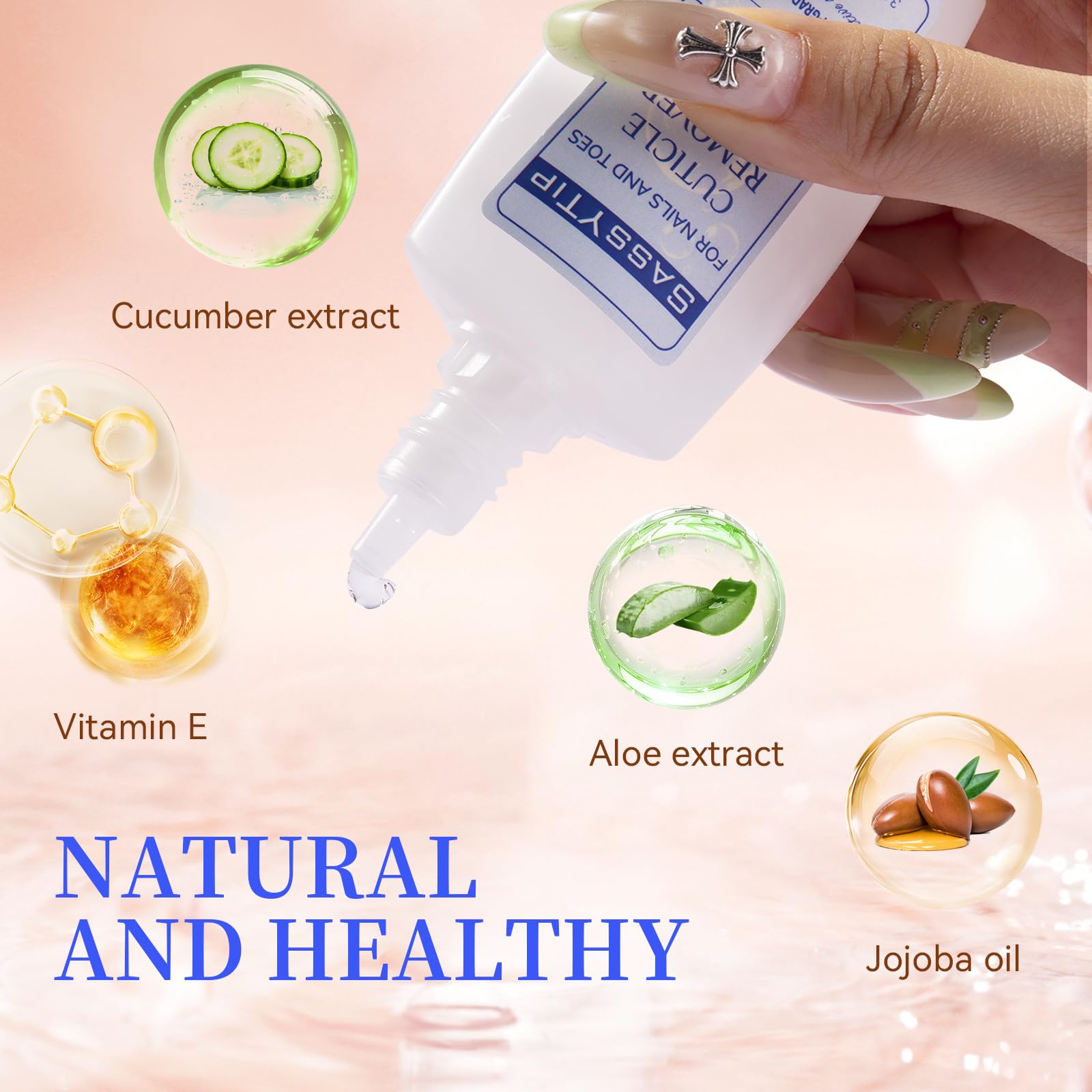 Applying Sassytip cuticle remover to fingernails