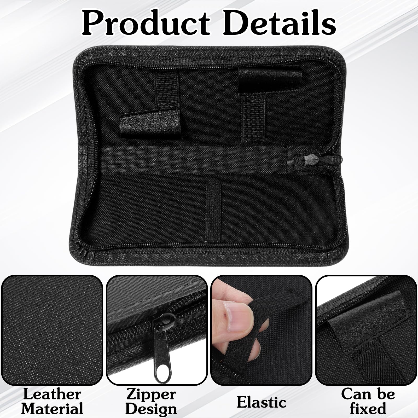 Close up of the shockproof double layer material on the black salon shear holder for premium tool protection.