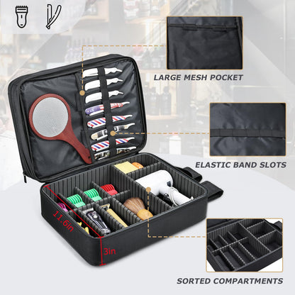 Yueieoun mobile salon case showcasing the adjustable dividers and clipper storage slots