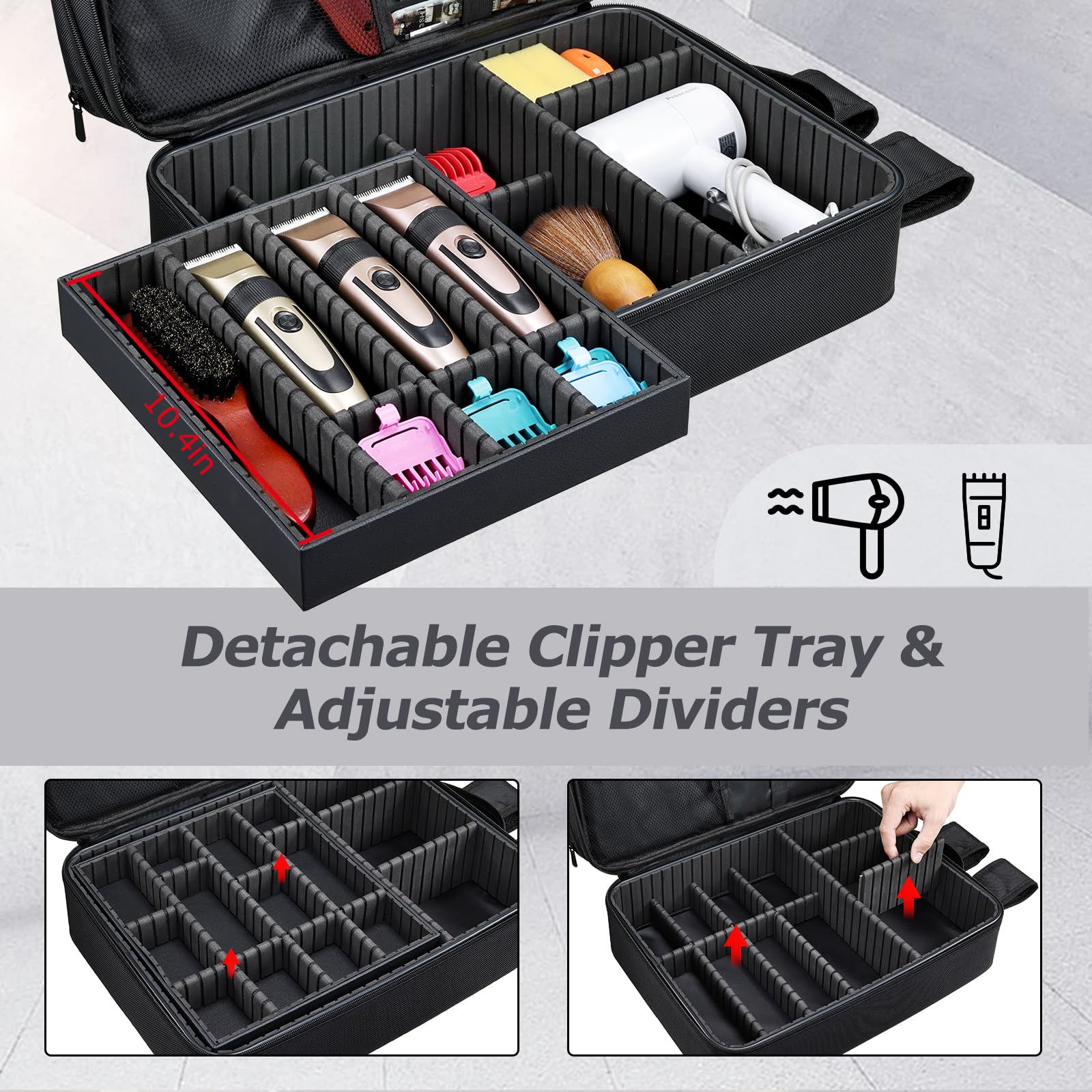 Yueieoun grooming tool bag showing the specialized shear holders and elastic bands