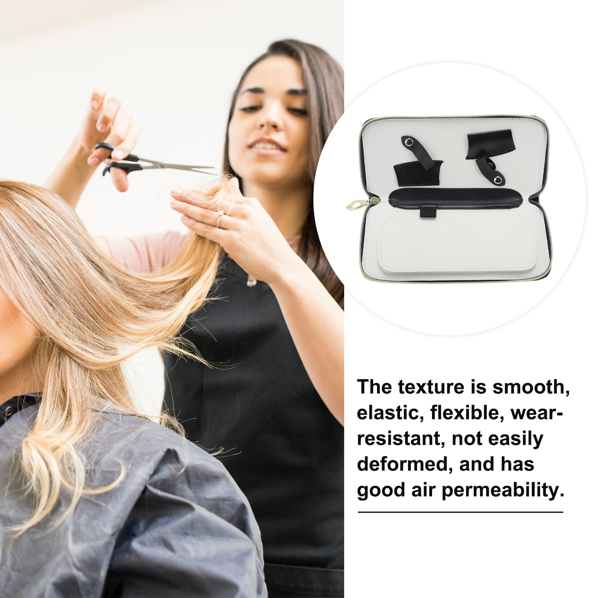 VOCOSTE barber shears storage pouch showing flexible and wear resistant back material