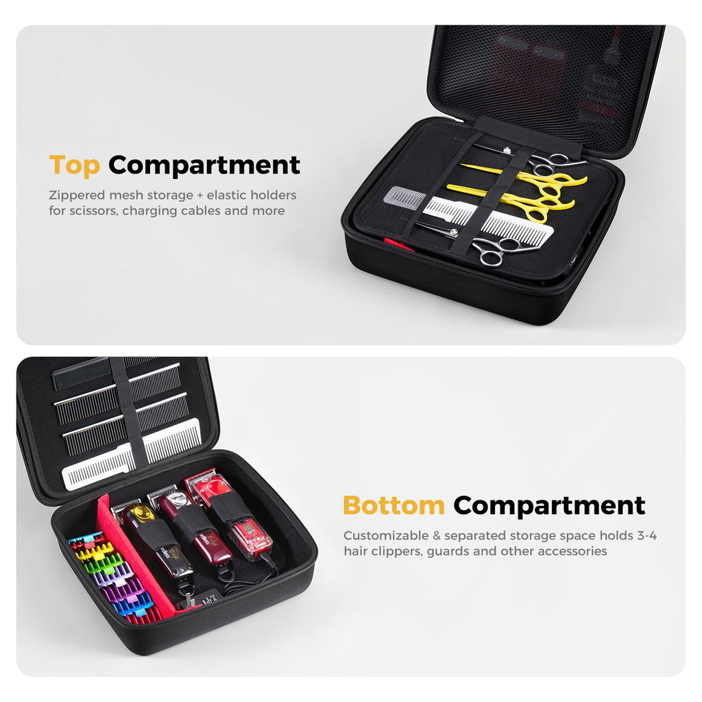 ProCase clipper travel bag holding multiple cordless hair trimmers and guards