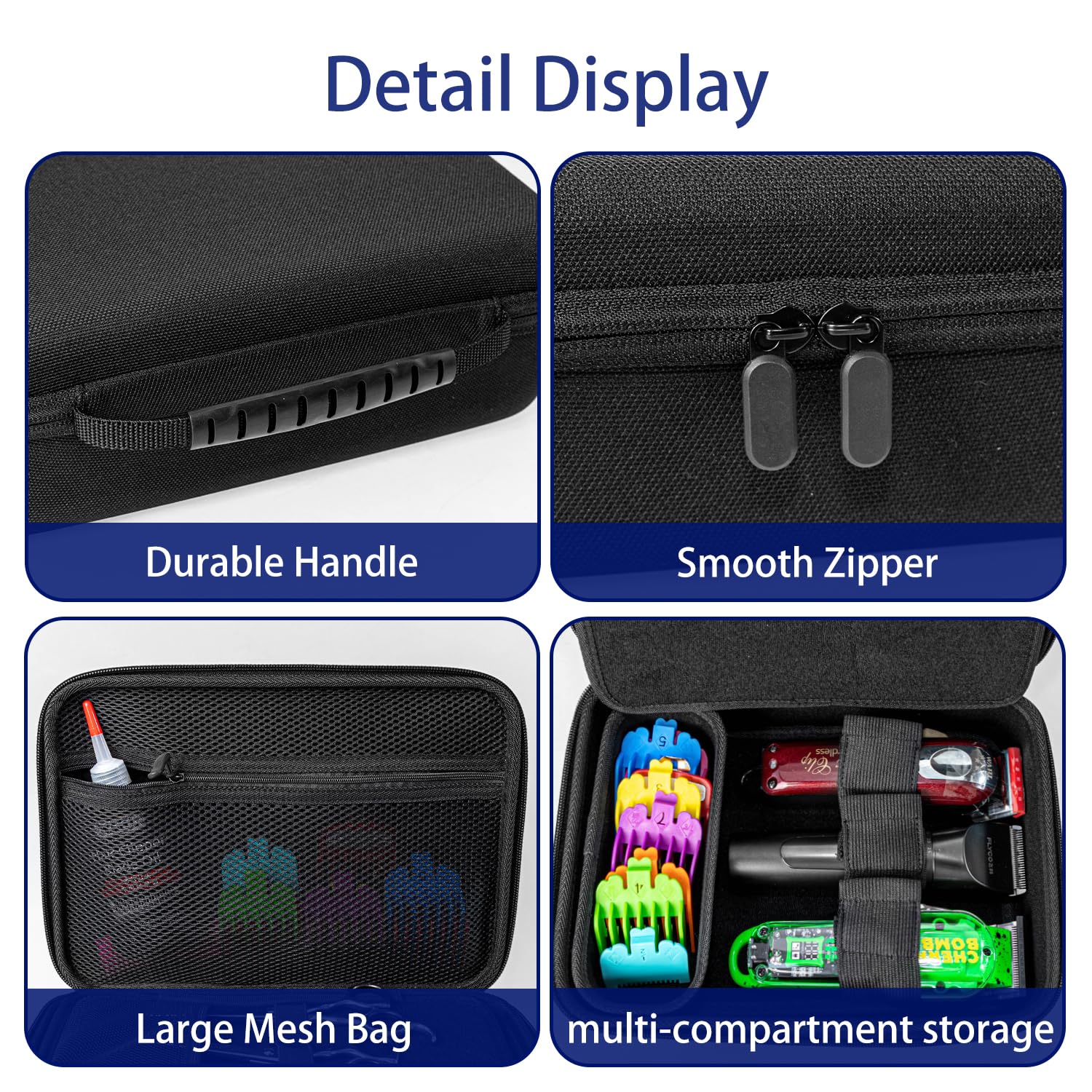 Jeachan portable grooming kit pouch showcasing its compact size and heavy duty zipper closing mechanism.