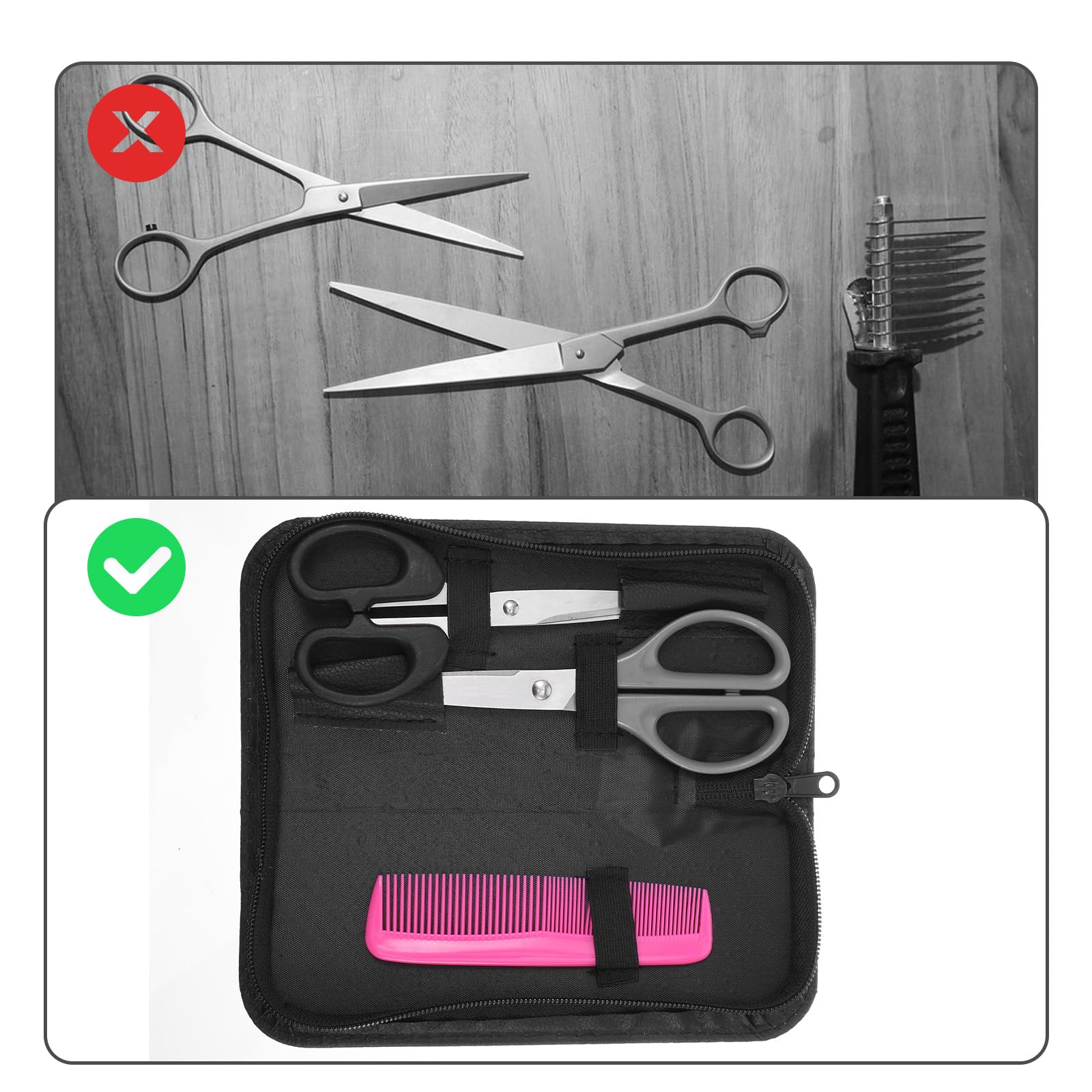Jxiwfvl PU leather hairdresser tool bag protecting professional cutting shears from scratches