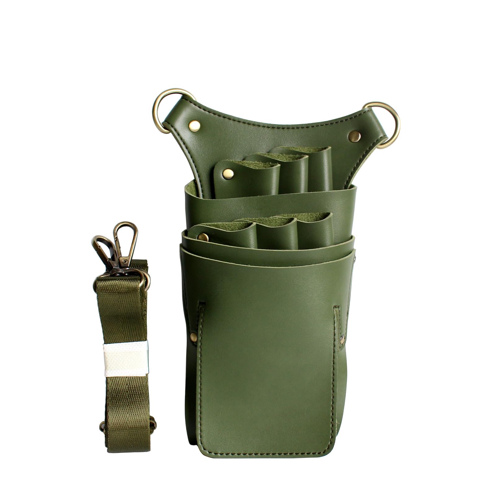 Goldwheat barber holster side view displaying adjustable waist strap