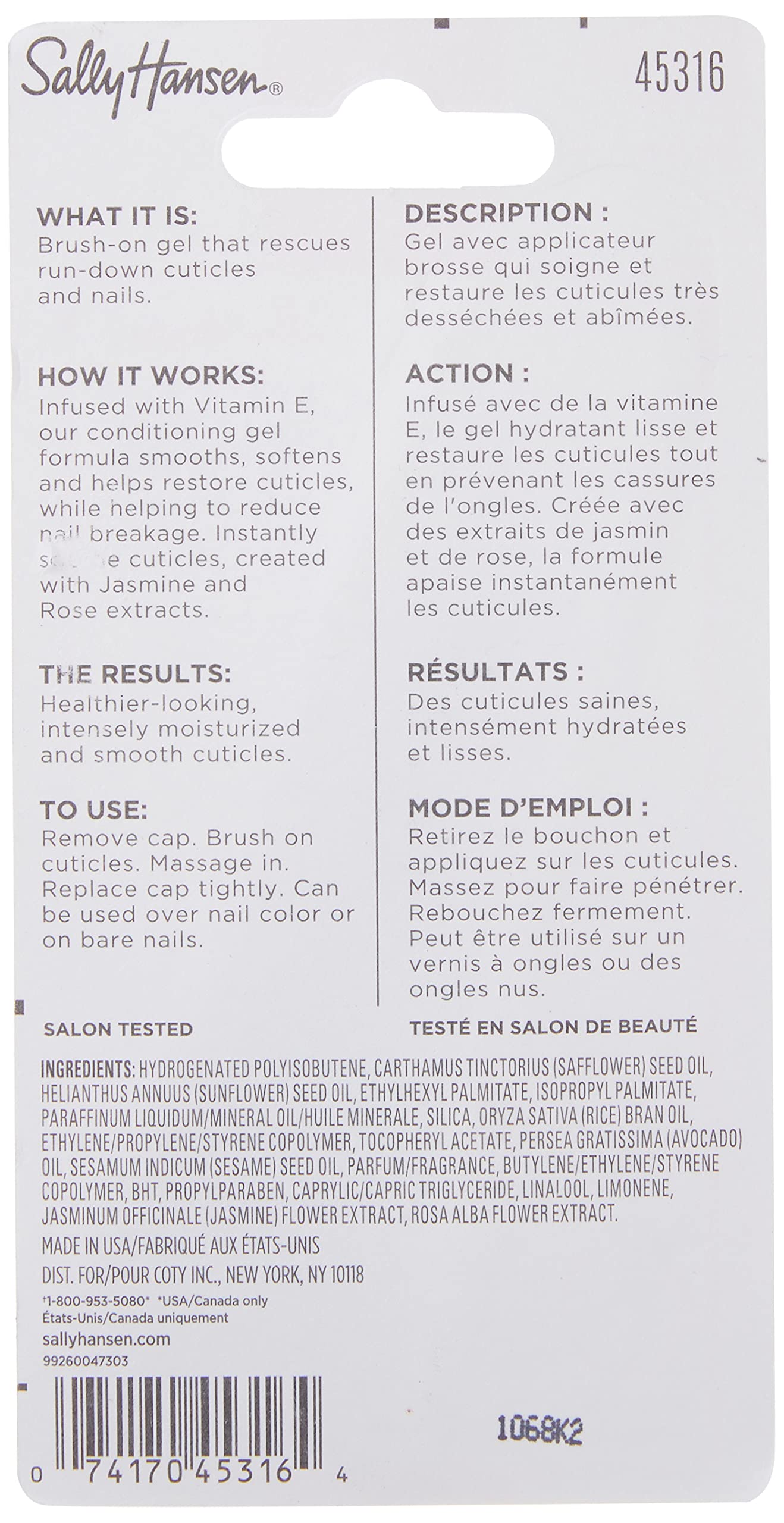Sally Hansen Cuticle Rehab gel oil texture on skin