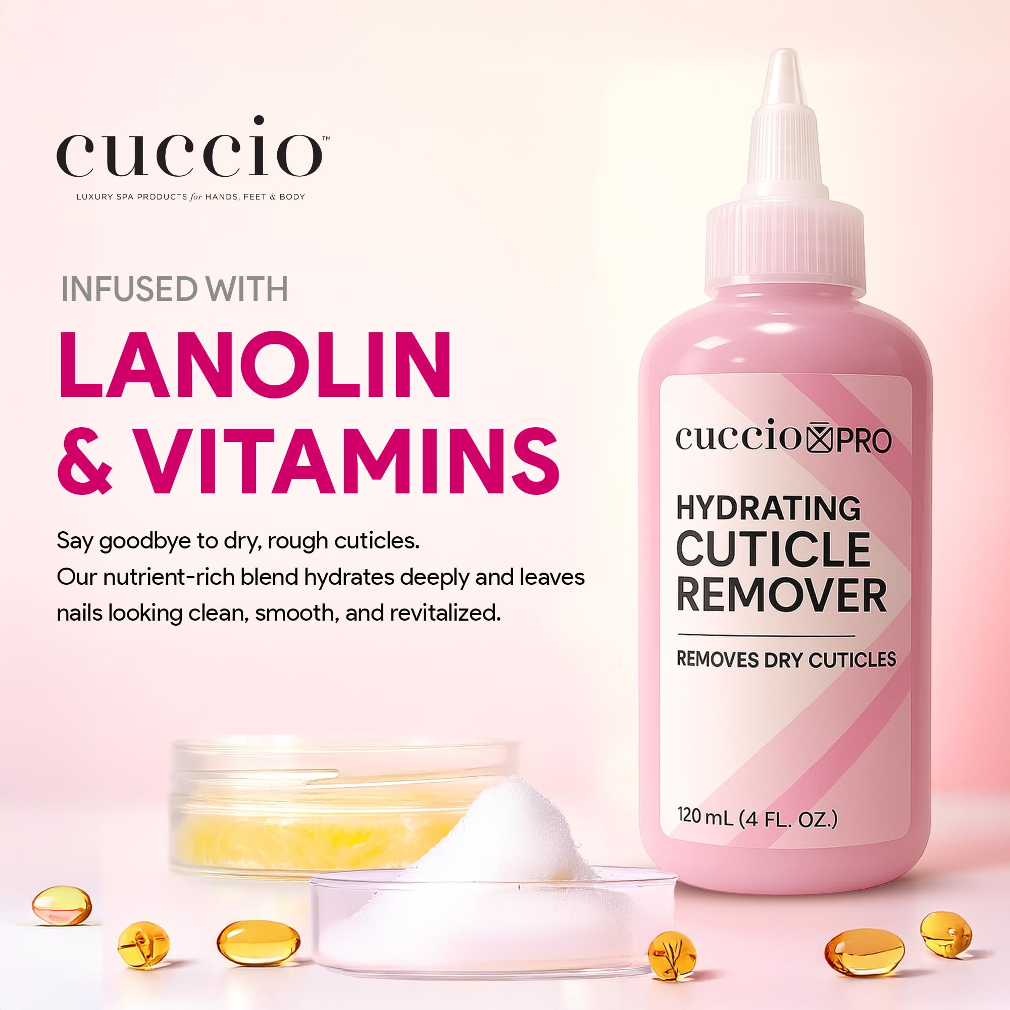 Close up of Cuccio Pro Hydrating Cuticle Remover packaging