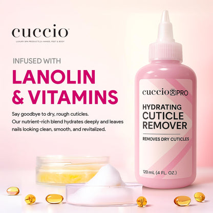Close up of Cuccio Pro Hydrating Cuticle Remover packaging