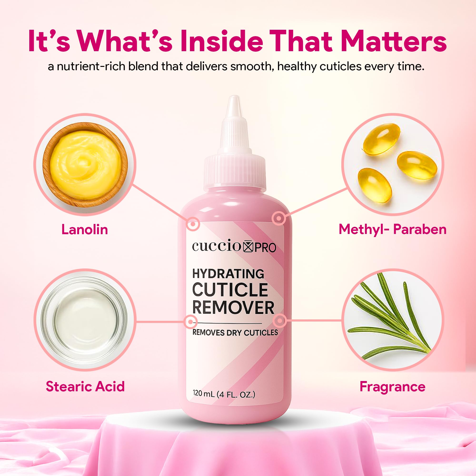 Applying Cuccio Pro Hydrating Cuticle Remover to nail beds