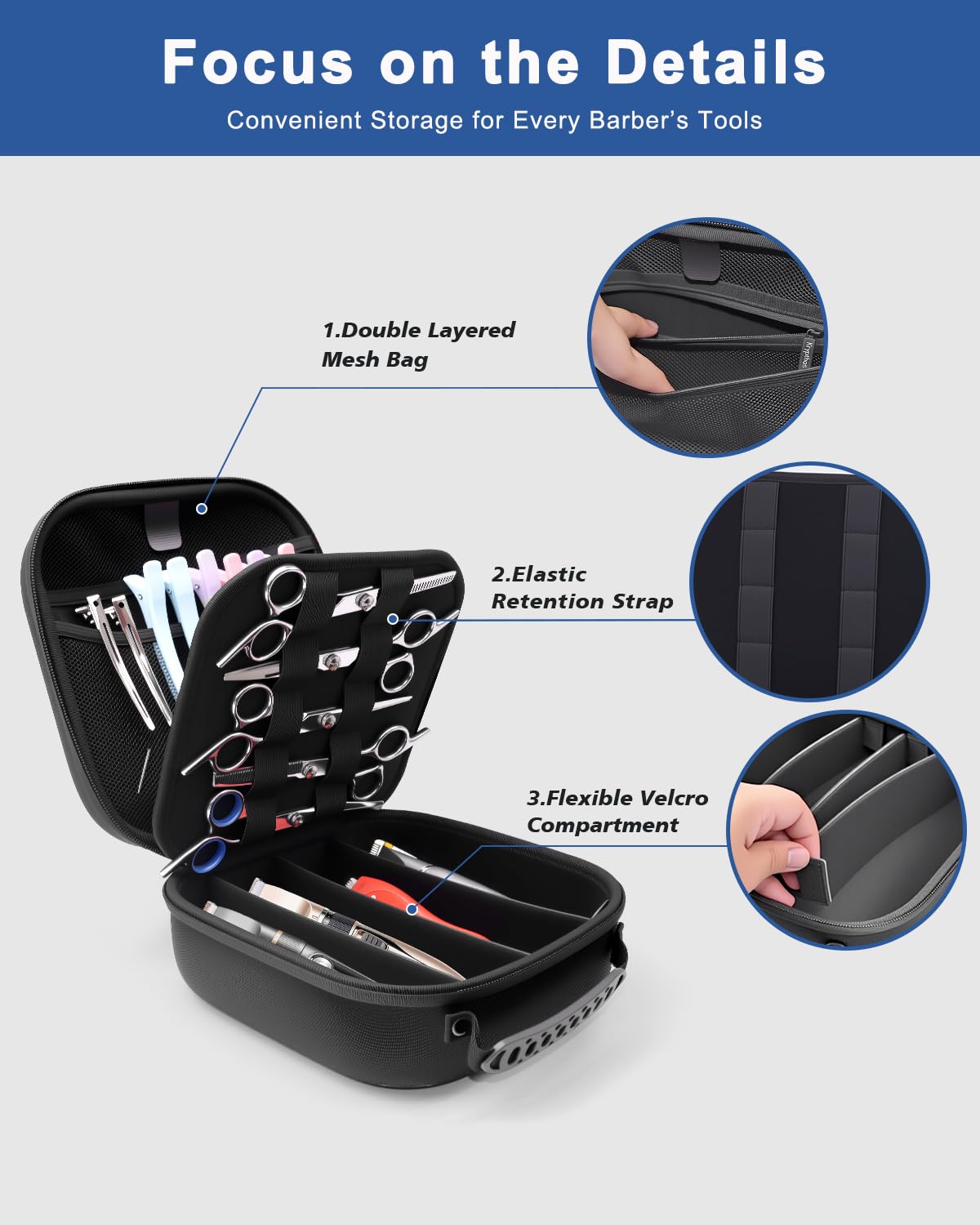 Krypthos water resistant protective EVA hard shell case for salon styling tools