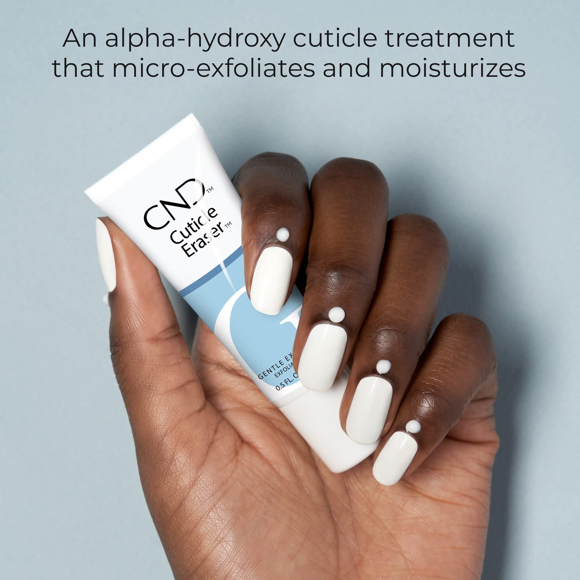 Professional nail care application of Cnd Cuticle Eraser