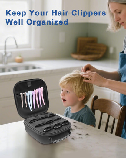 Krypthos shockproof hair trimmer organizer case showing three removable partition plates