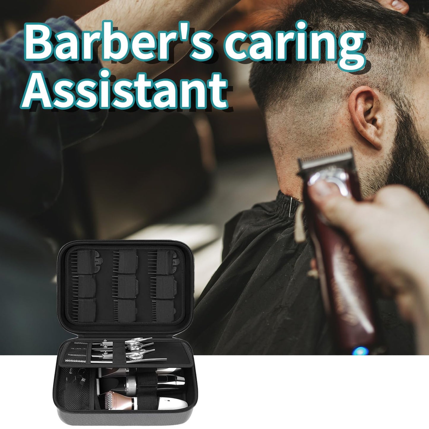 Professional hairdressing tool carrier highlighting the comfortable carry handle and metal zippers