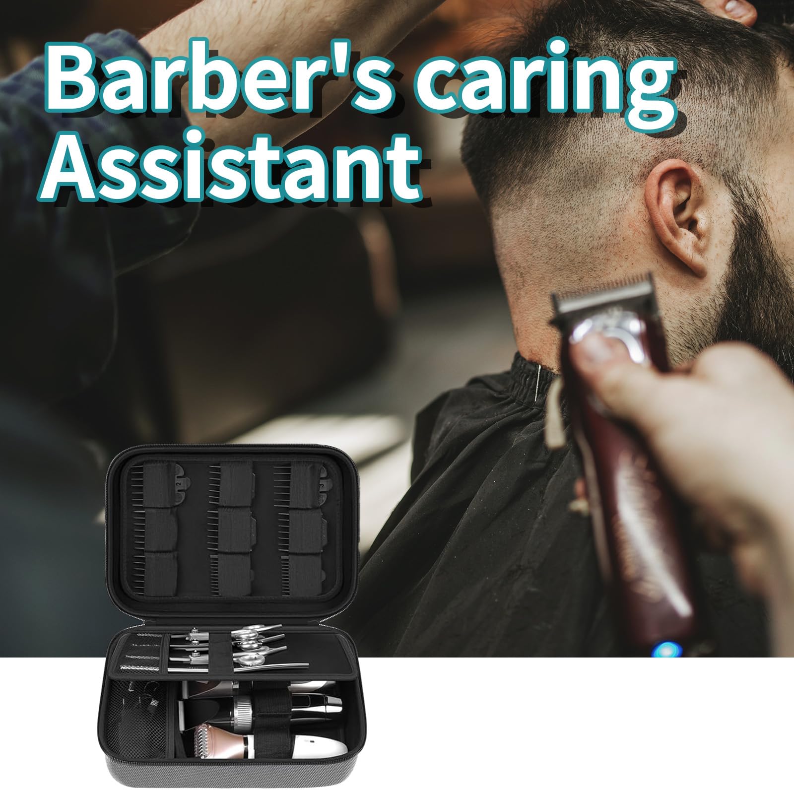 Professional hairdressing tool carrier highlighting the comfortable carry handle and metal zippers