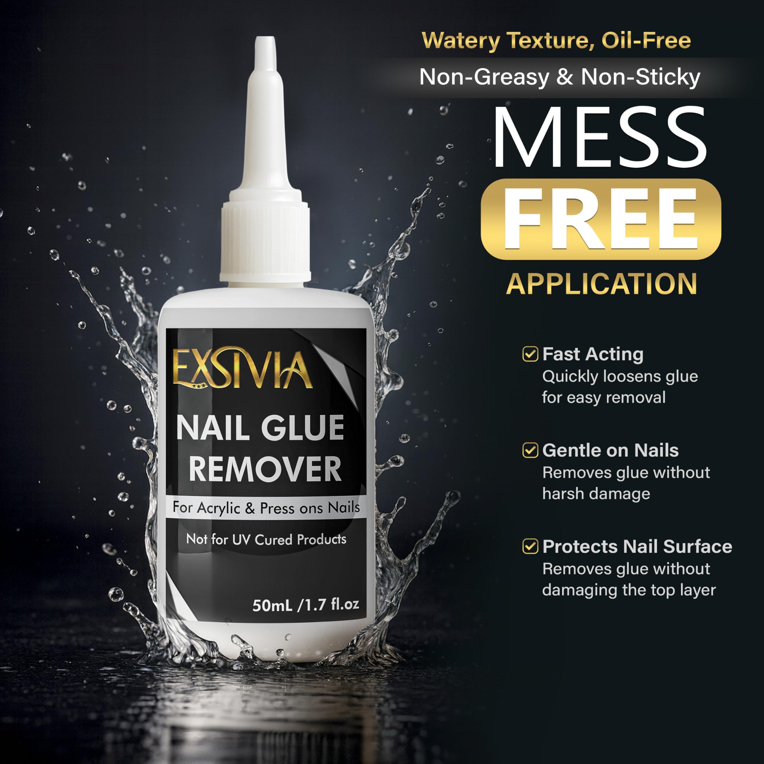 Exsivia nail glue remover being applied to press on nails