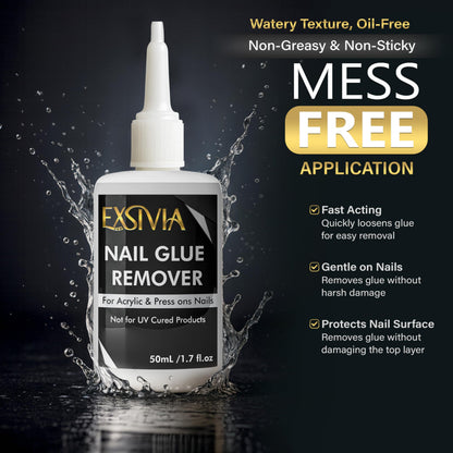 Exsivia nail glue remover being applied to press on nails