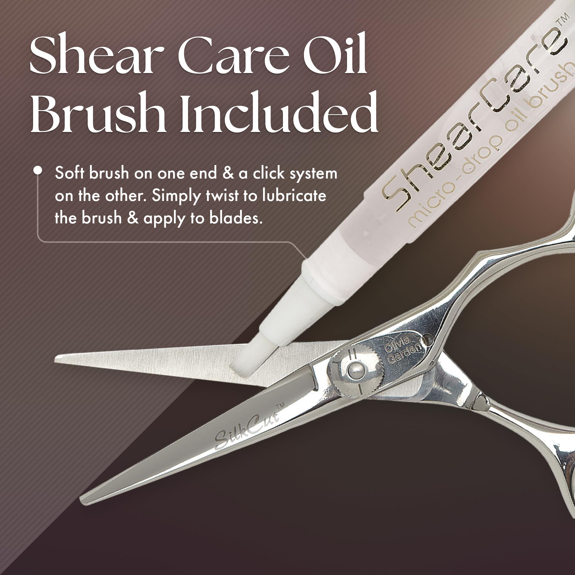 Ergonomic offset handle and finger rest design of the Olivia Garden professional hairdressing scissors