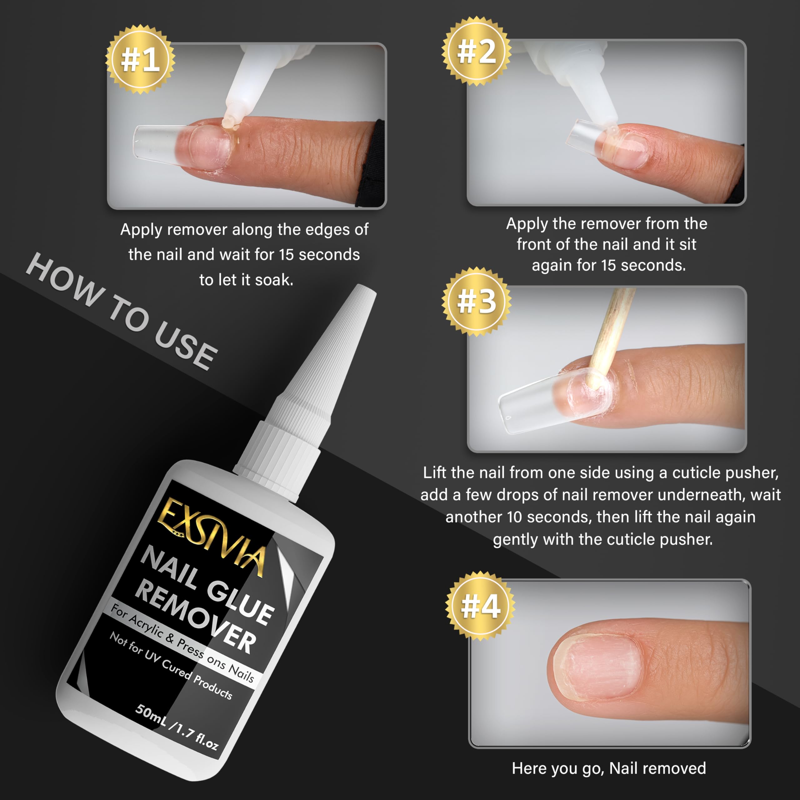 Professional nail glue remover bottle with applicator tip