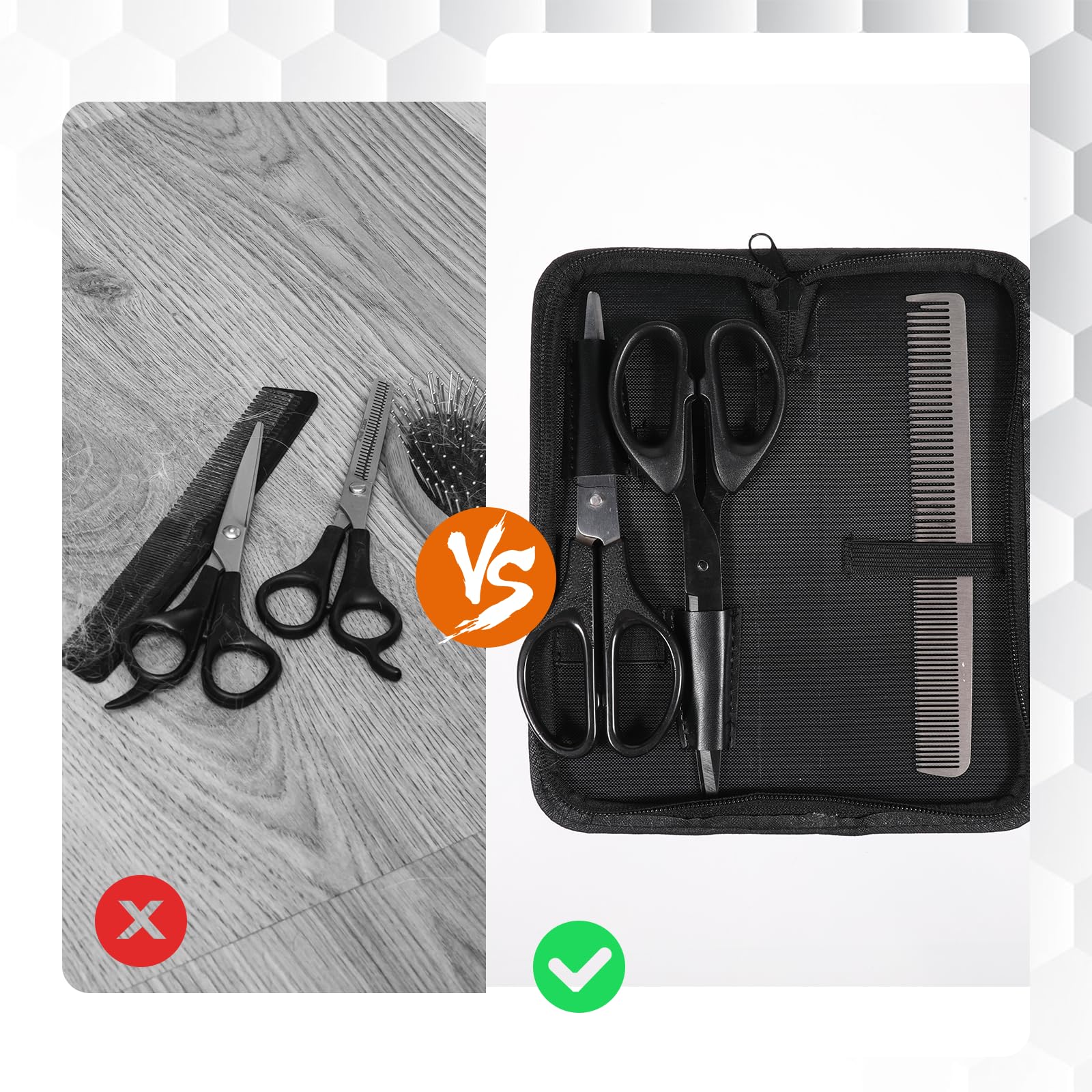 Zelphvt professional shear case highlighting wear resistant fabric detail and sturdy metal zipper.