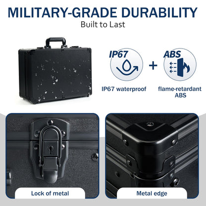 Ergonomic carry handle and streamlined locking mechanism detail on the MoyRetty portable barber station suitcase