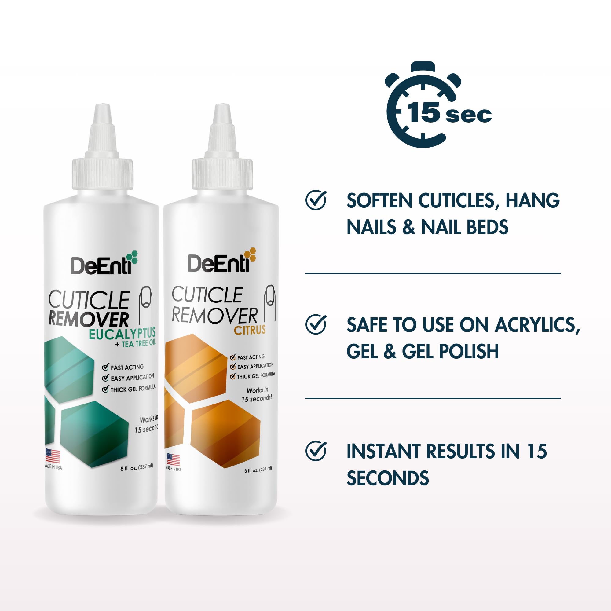 Professional DeEnti cuticle softener gel bottle in hand