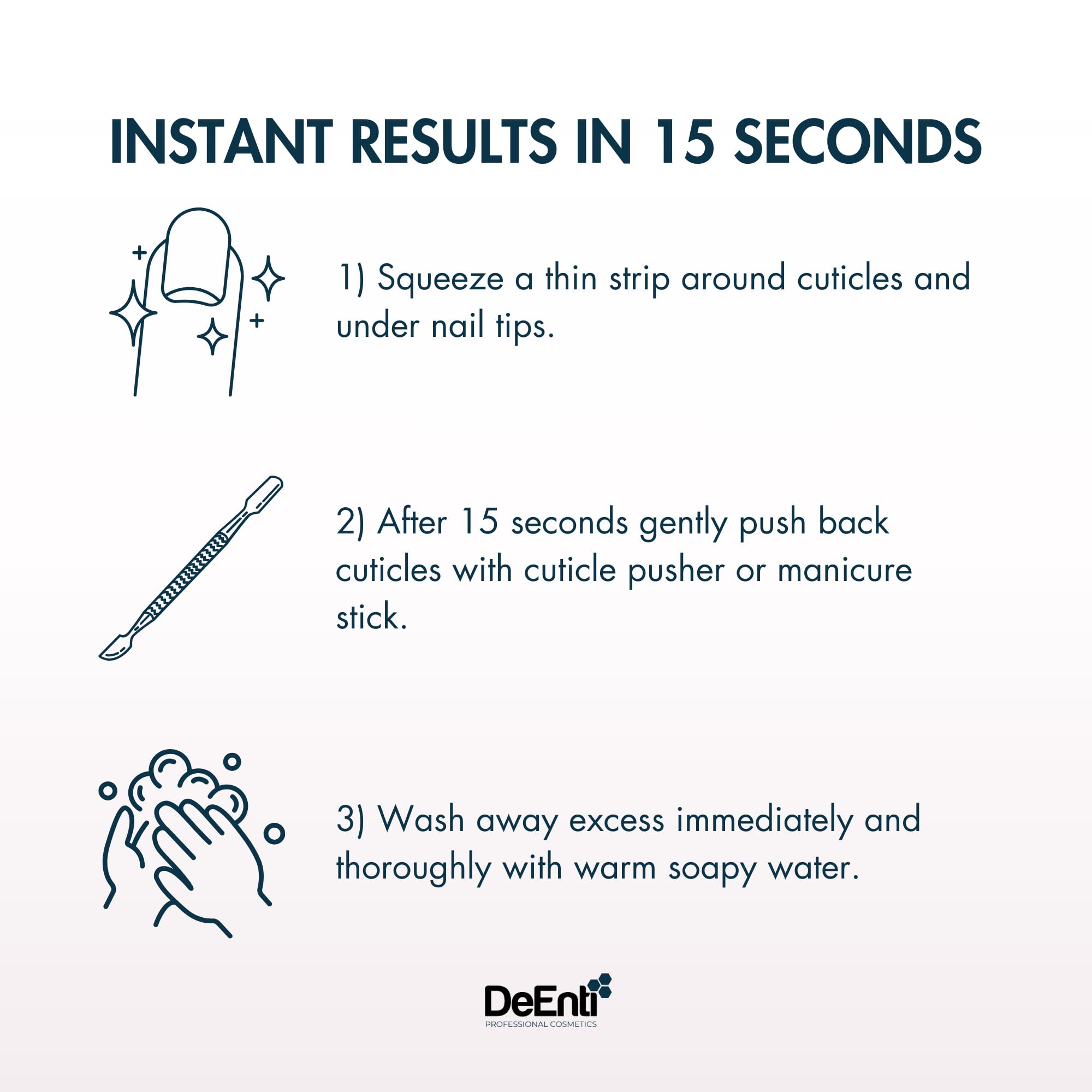 Close up of 8 Fluid Ounce DeEnti cuticle remover bottle