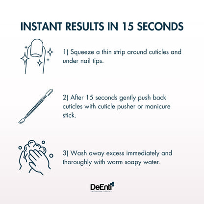 Close up of 8 Fluid Ounce DeEnti cuticle remover bottle
