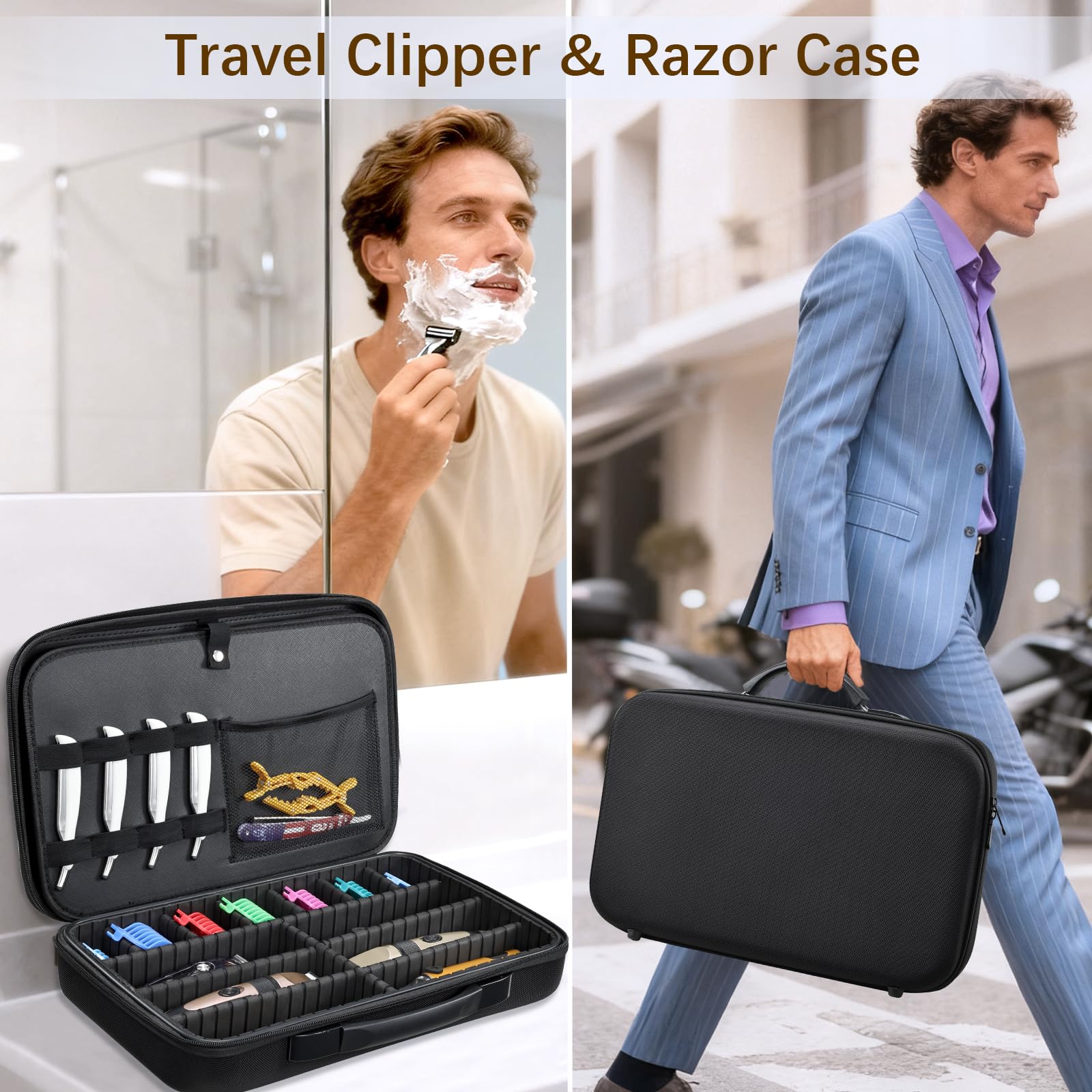 Yueieoun seventeen inch barber supplies bag closed view emphasizing the secure dual zipper closure system.