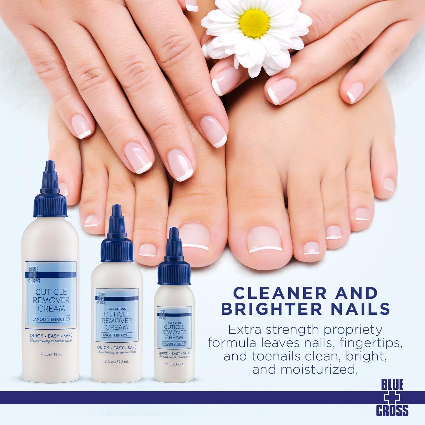 Applying Blue Cross cuticle softener on fingernails