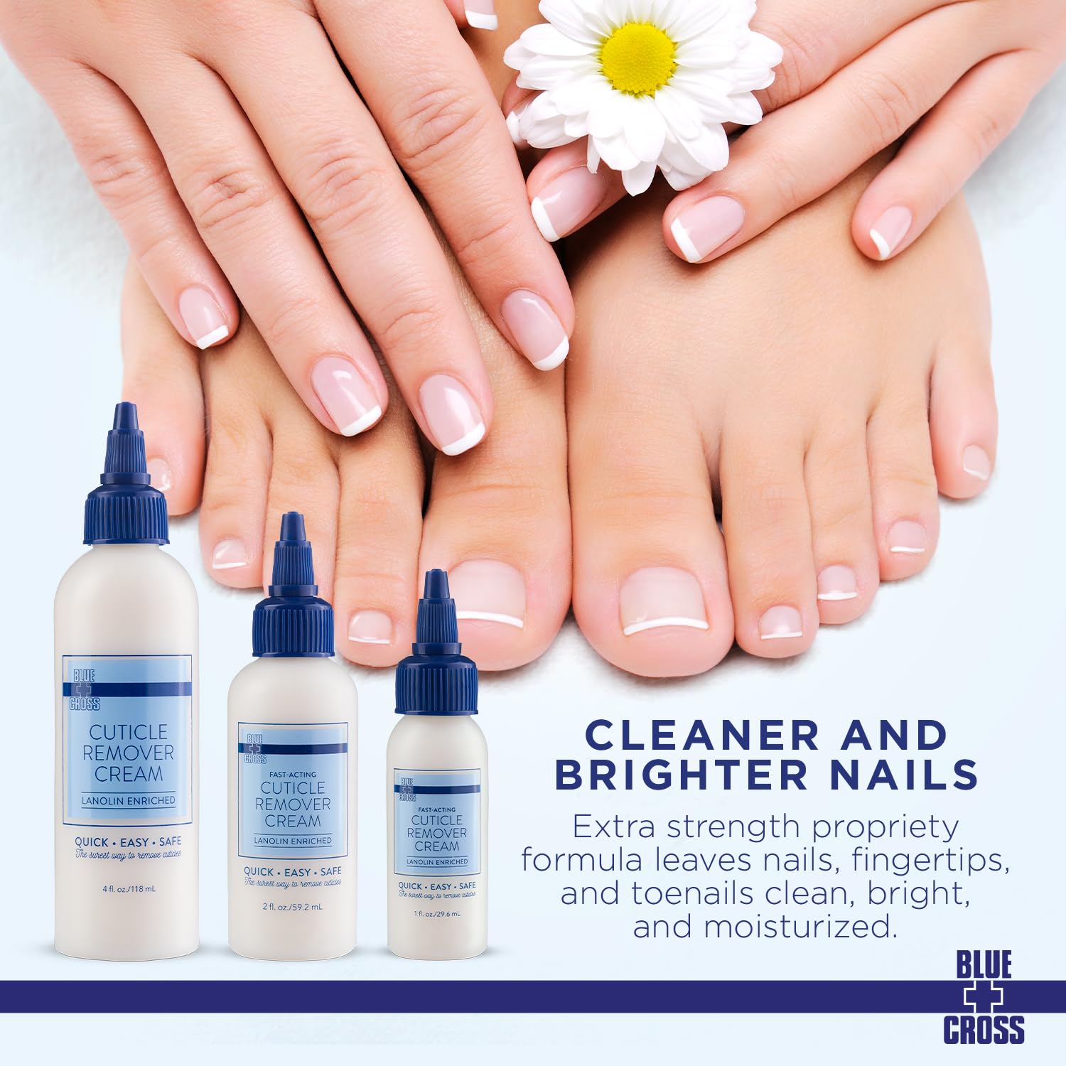 Applying Blue Cross cuticle softener on fingernails