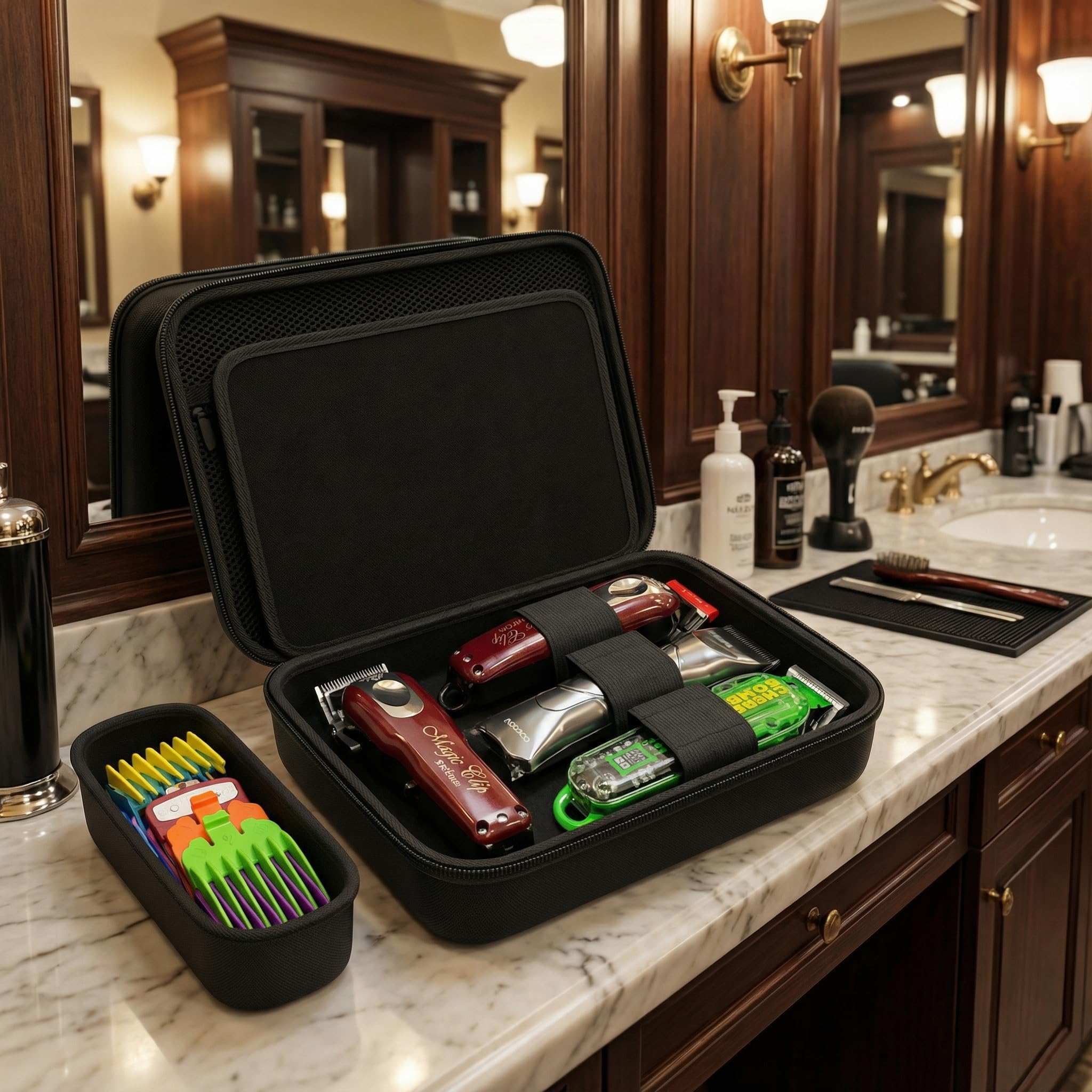 MeloSync grooming supplies storage box showcasing washable oilproof inner lining fabric