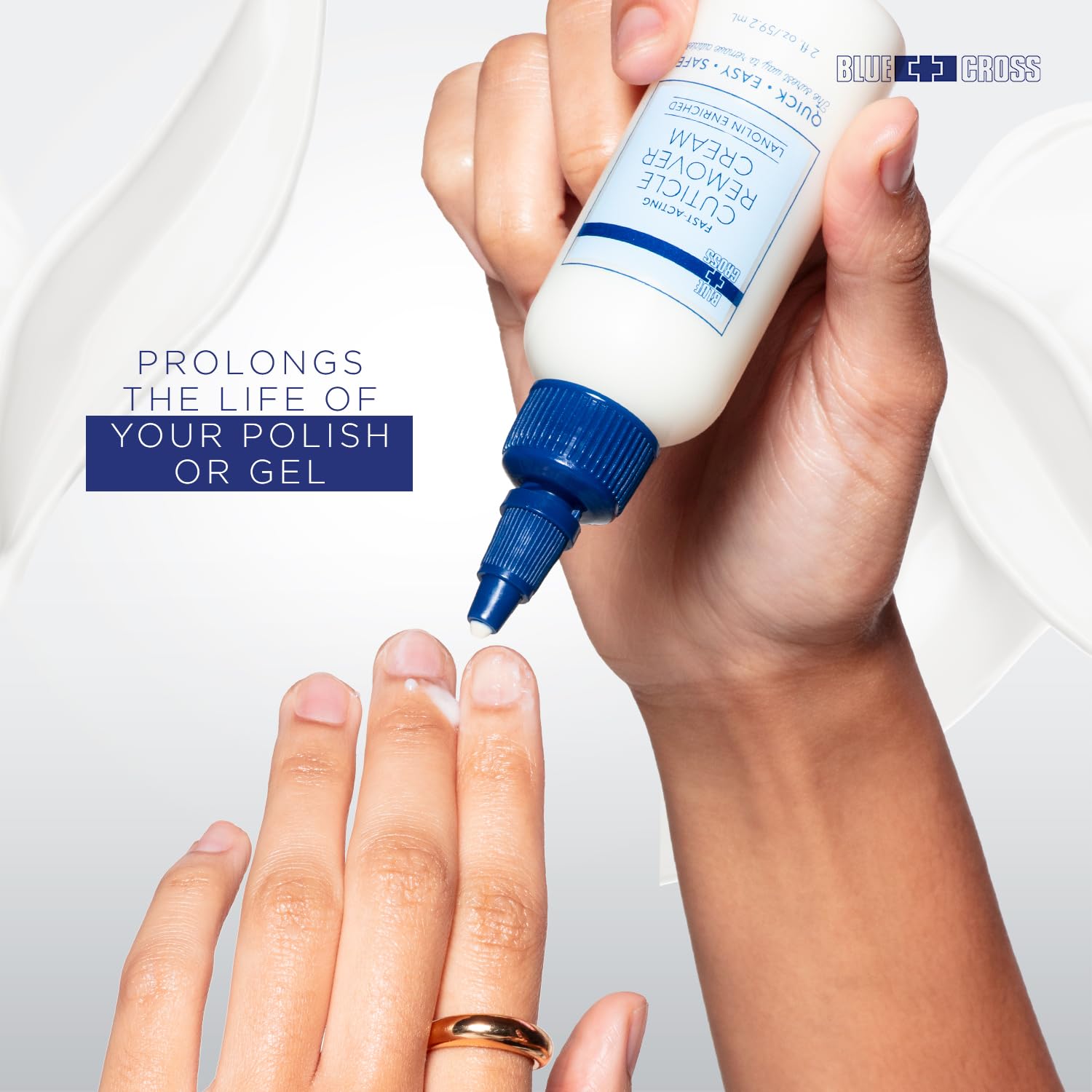 Close up of Blue Cross cuticle remover texture