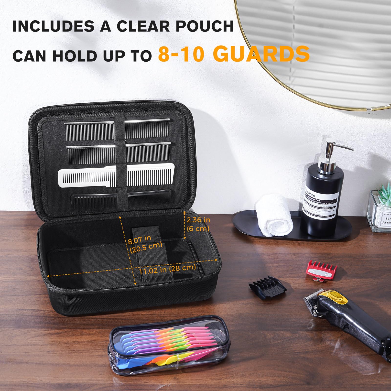 ProCase trimmer organizer storage box interior layout displaying space for three hair clippers.