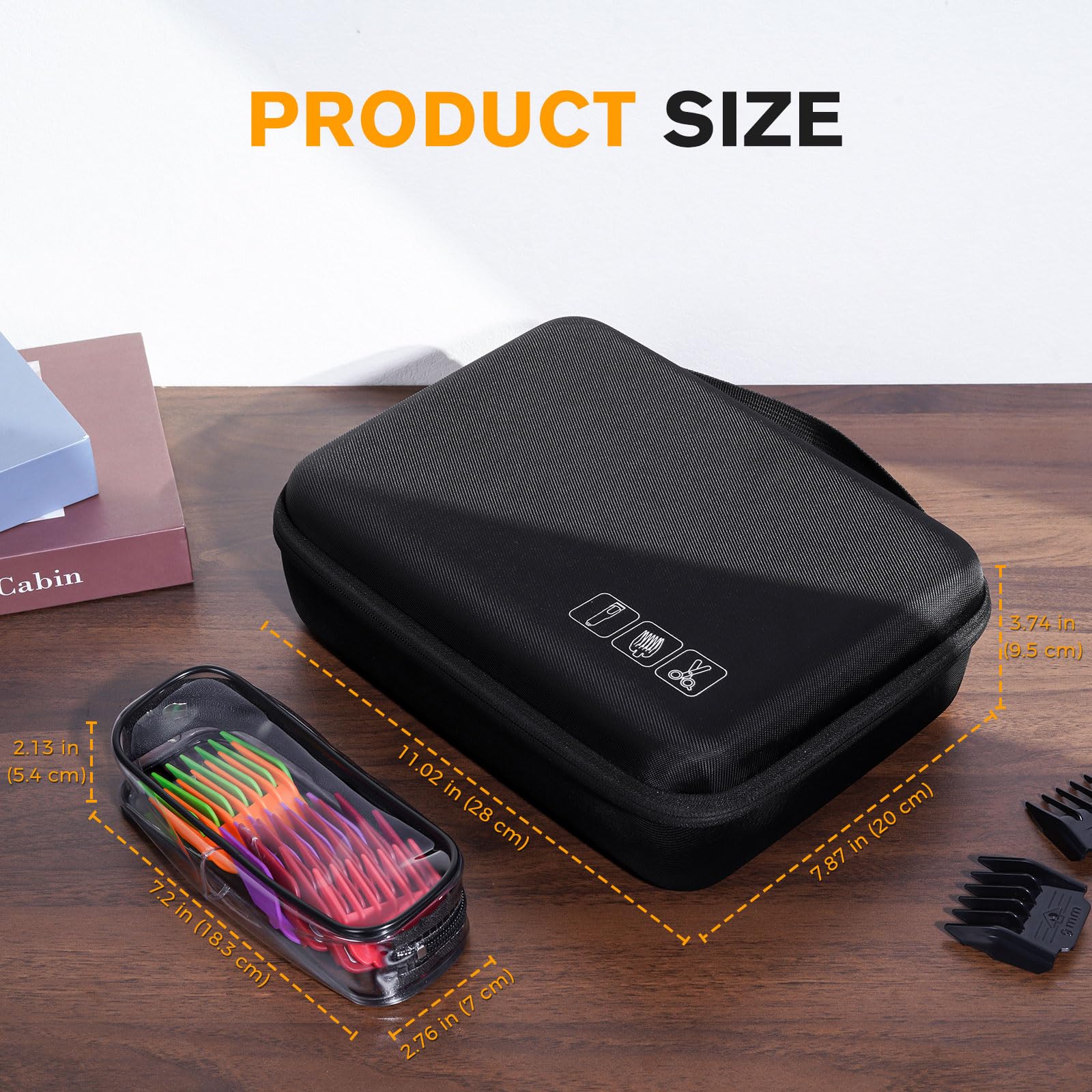 ProCase clipper holder close up on shockproof EVA material and smooth double zipper track.