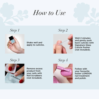 Applying Butter London cuticle softener to fingernails